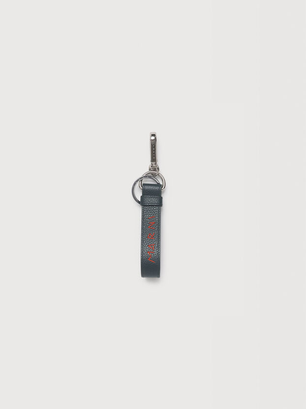 Deep green leather keyring with Marni Mending - Key Rings
