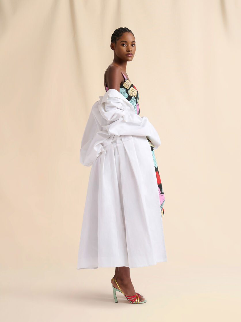 White bonded cotton oversized duster coat - Coats - Image 5