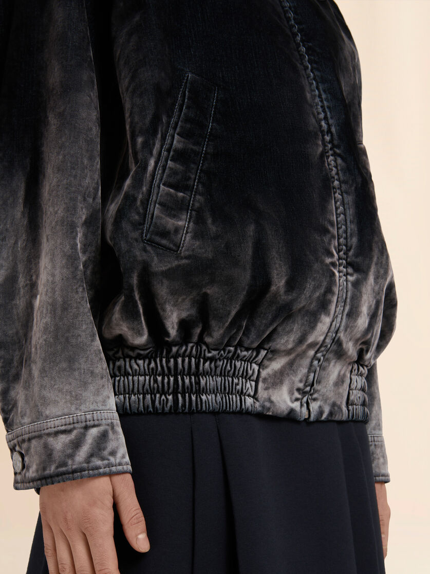 Black flocked denim bomber jacket - Jackets - Image 5