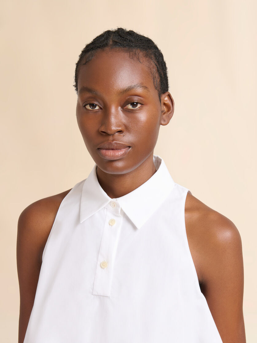 White organic poplin polo top, Image 4