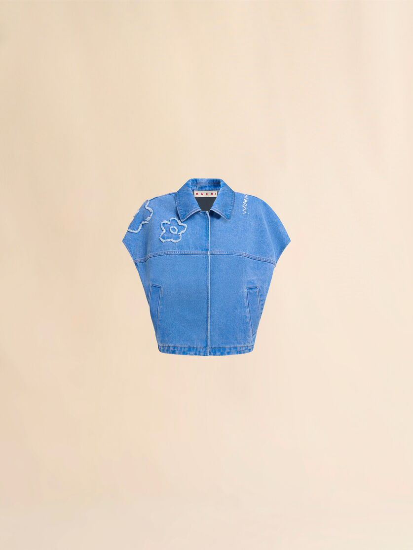 Light blue denim vest with patch details - Jackets - Image 1