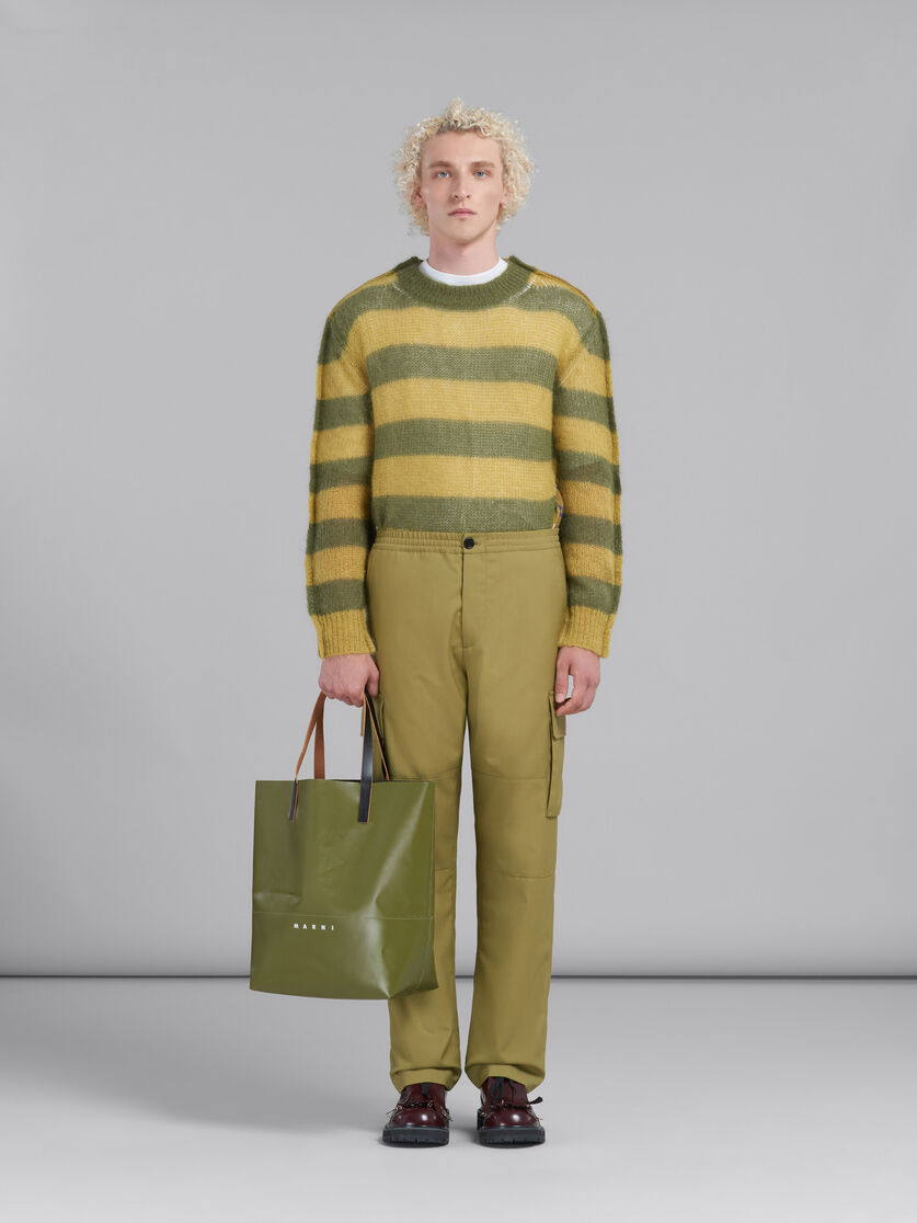 Grüner offener Shopper mit Marni-Anhänger | Marni