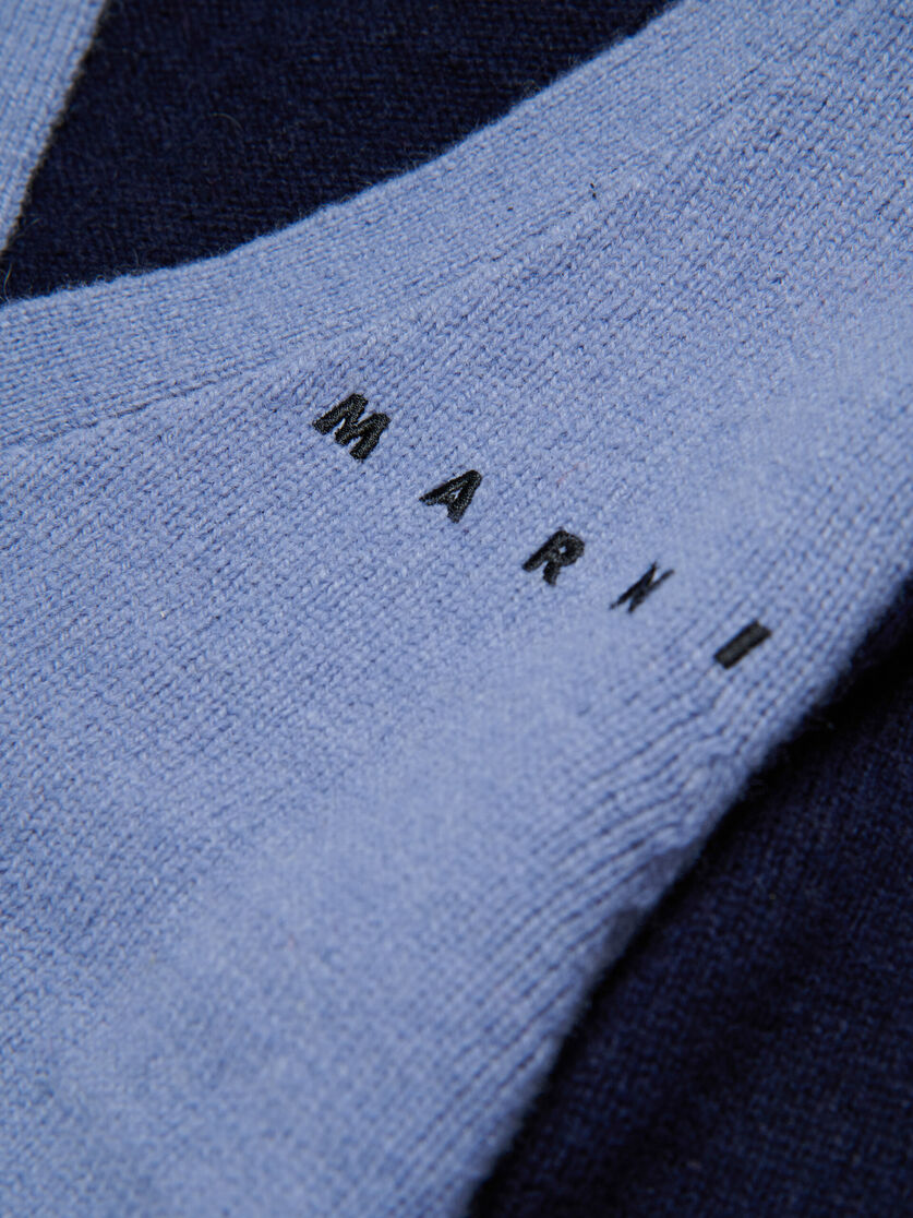Blue wool-nylon half-and-half cardigan - Knitwear - Image 4