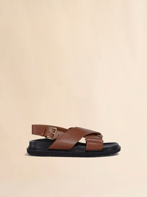 Fussbett in pelle marrone - Sandali