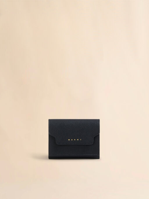 Black saffiano leather tri-fold wallet - Wallets