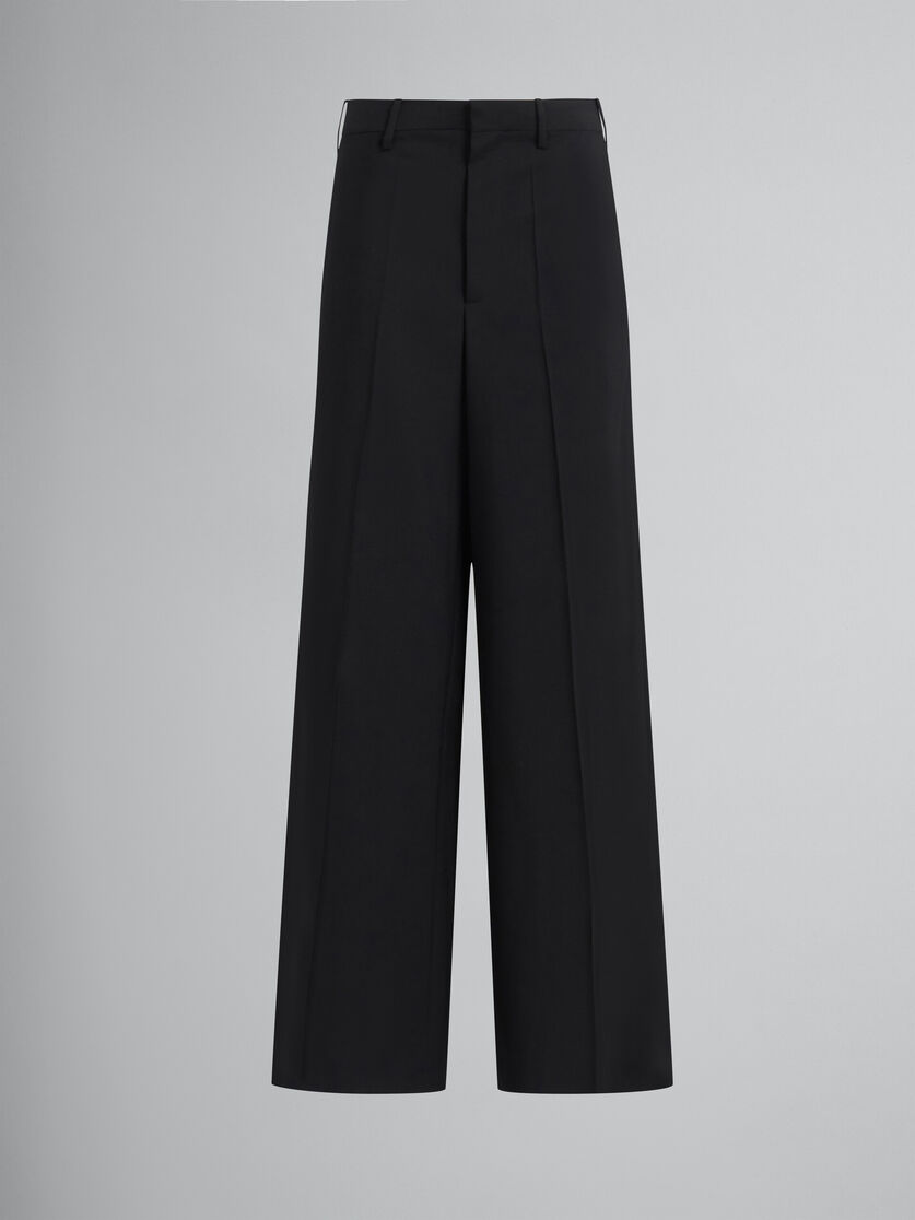 Black tropical wool palazzo trousers - Pants - Image 1