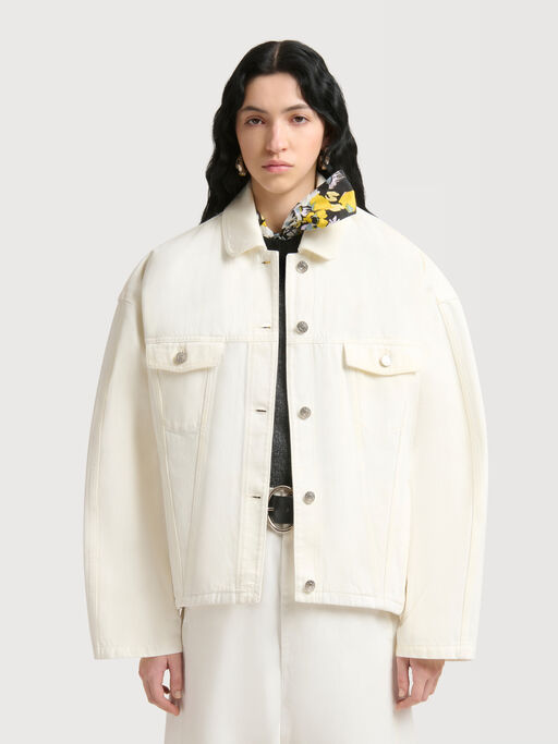 White denim jacket with martingale - Jackets