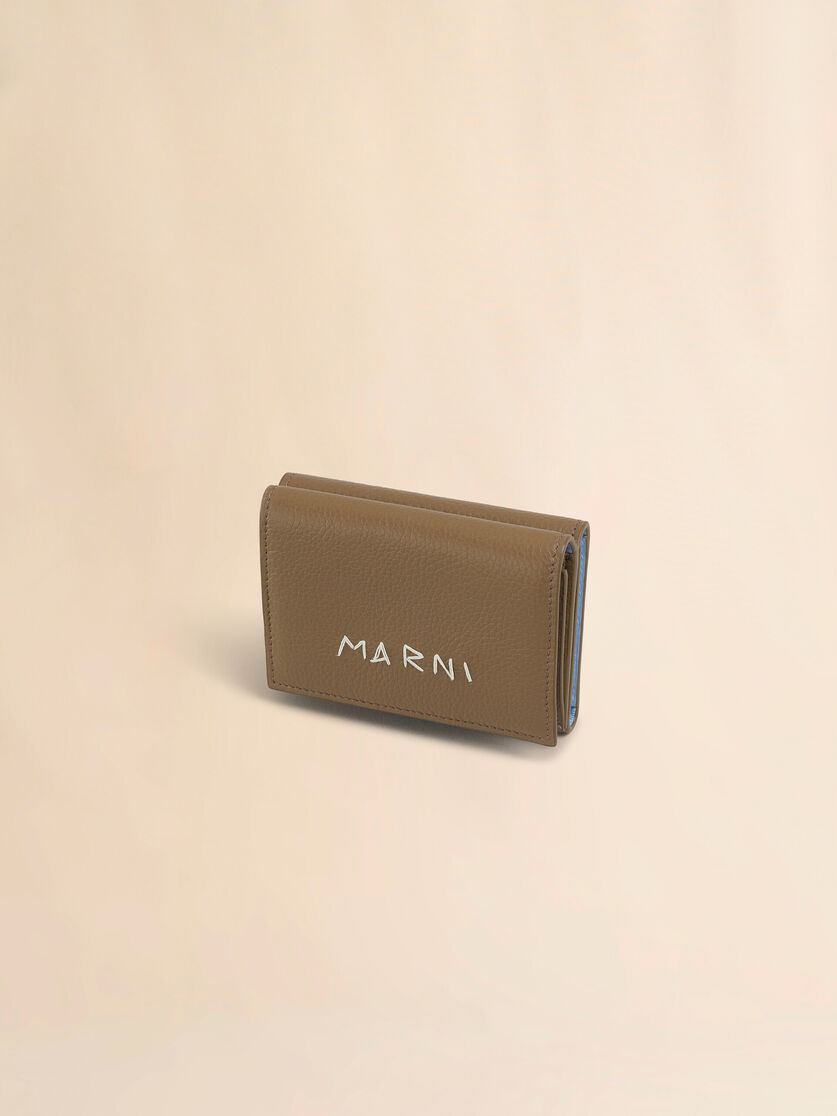 Brown leather trifold wallet with Marni mending | Marni