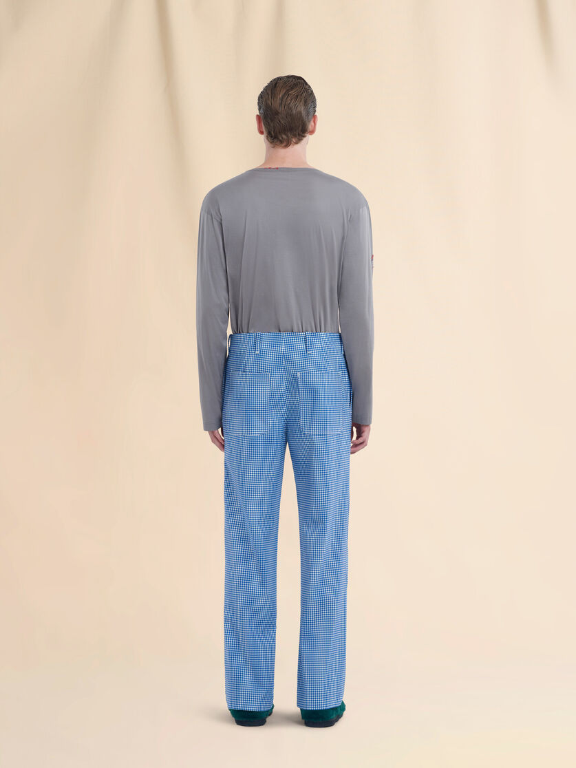 Light blue and white wool blend gingham trousers - Pants - Image 3