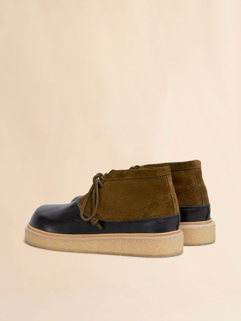 Bota safari de piel negra y verde con suela de caucho de Pará - Botas - Image 3