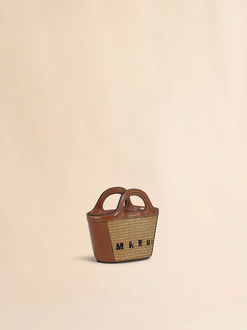 Tropicalia Micro Bag in light blue leather and raffia-effect fabric - Handbags - Image 6