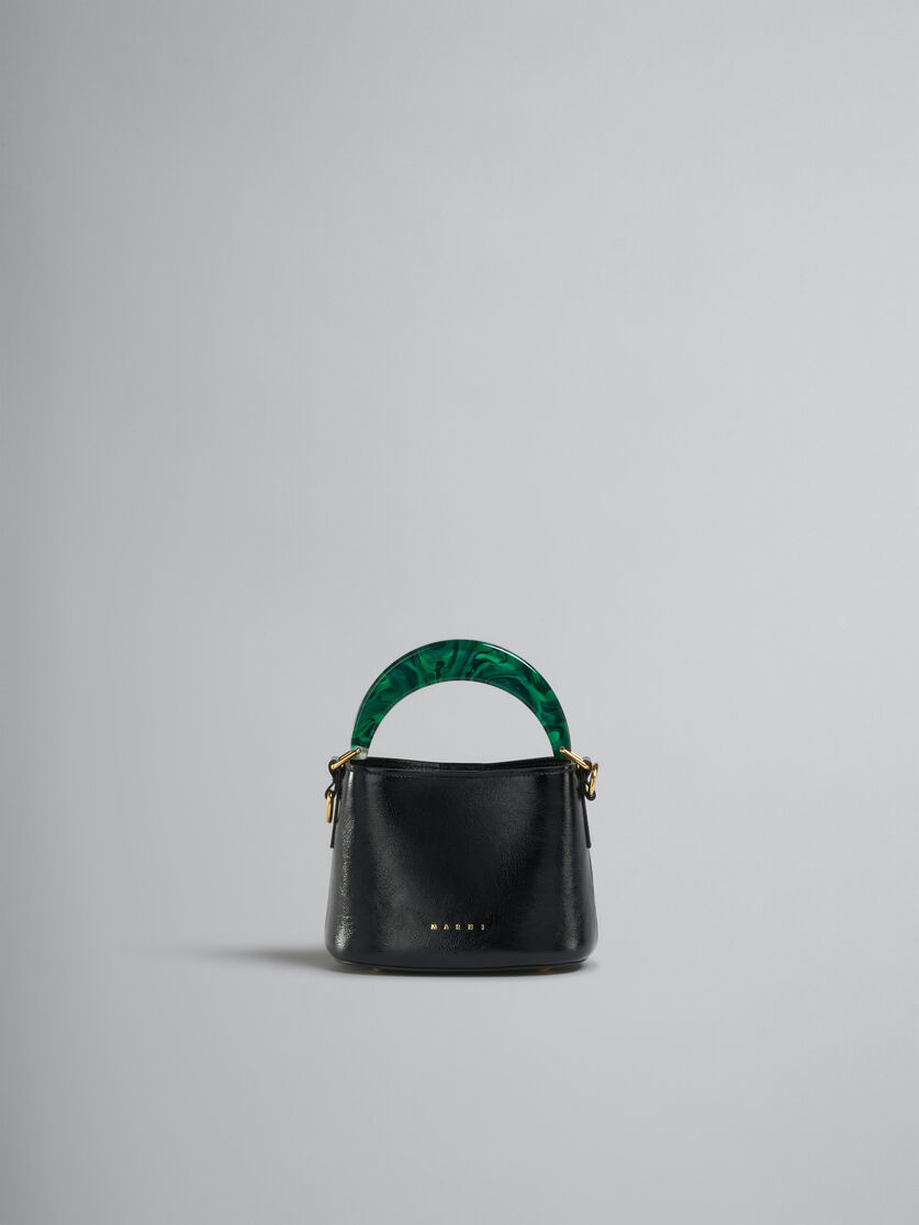 Schwarze Mini Bucket Bag Venice aus Lackleder - Schultertaschen - Image 1