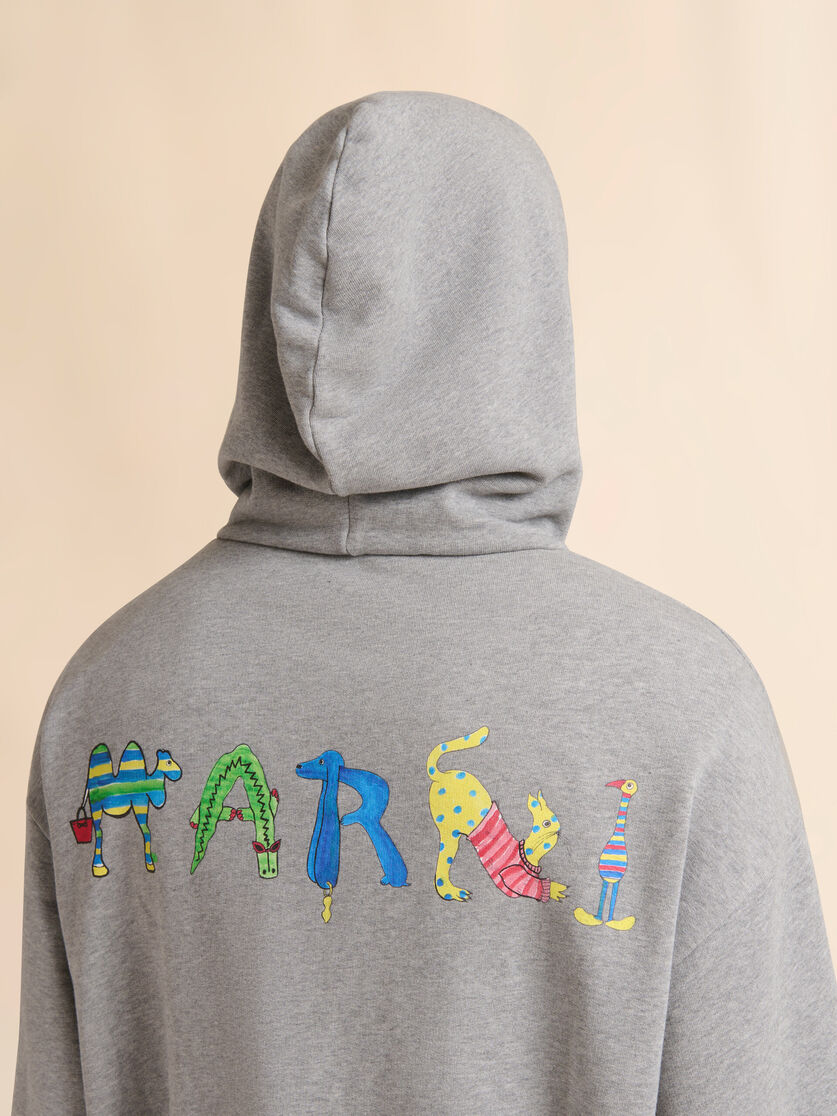 Grey cotton sweatshirt with Marni Animal Alphabet print, Image 5