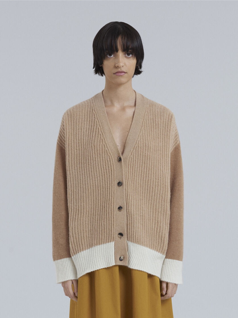 Brown cashmere V-neck cardigan - Pullovers - Image 2