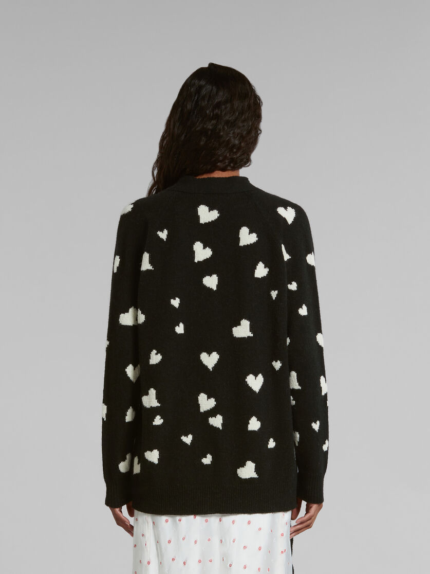 Cárdigan largo negro de lana con motivo Bunch of Hearts - jerseys - Image 3