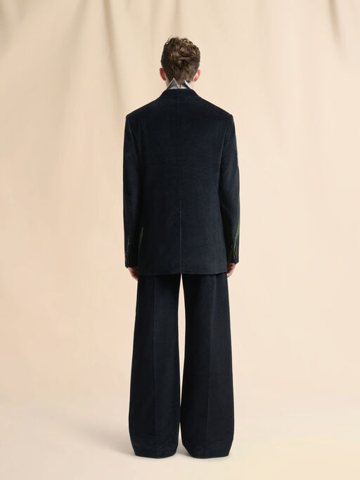 Black velvet blazer with tulip print - Jackets