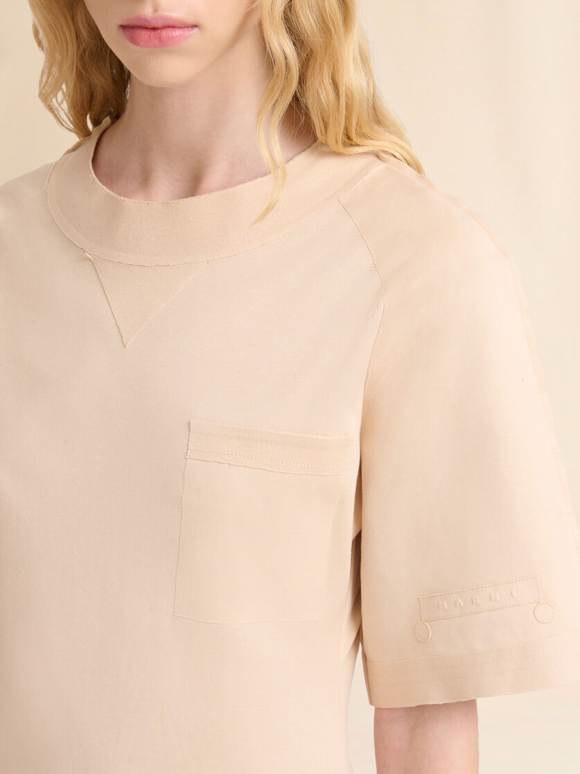 Pale peach cotton short-sleeve sweatshirt with Trunkaroo detail - T-shirts - Image 4