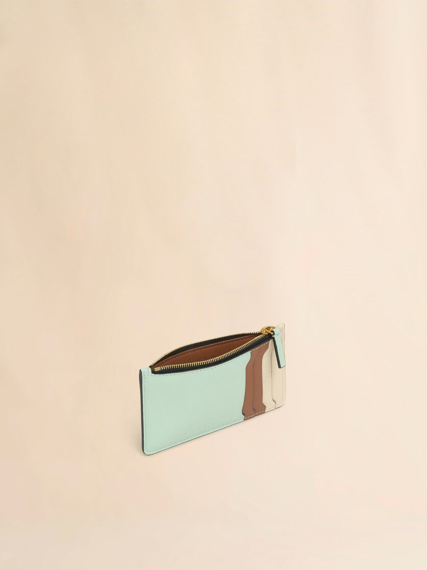 Beige, blue, and light blue leather Trunkaroo cardholder - Wallets - Image 2