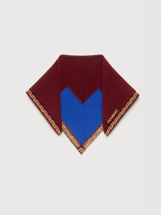 Brown wool bandana scarf with M intarsia - Other accessories