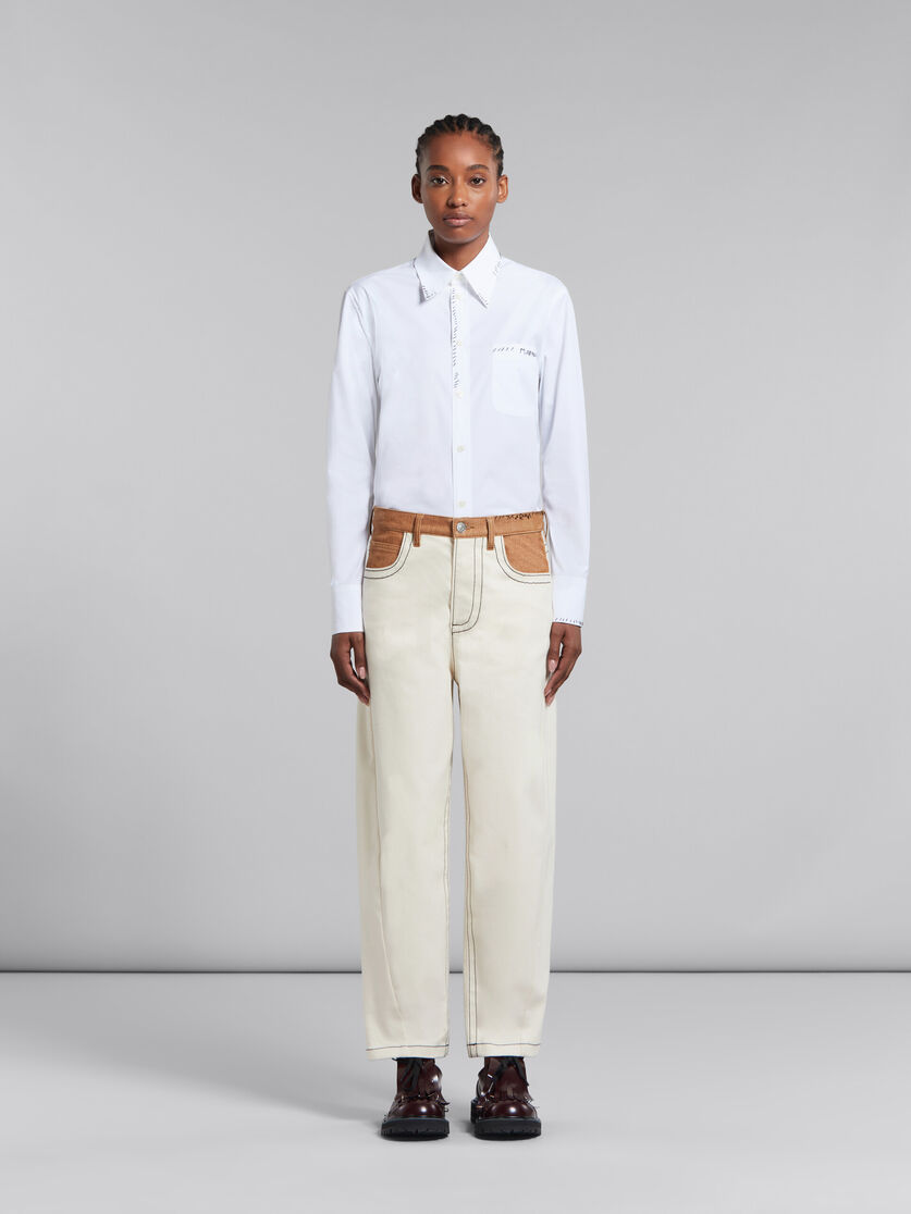 Ecru carrot-fit jeans with Marni mending - Pants - Image 2