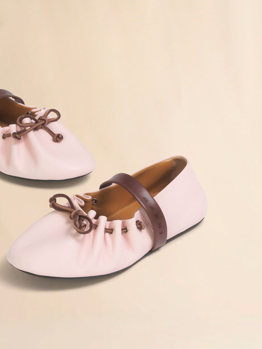 Pink and brown leather Mary Jane Soft Ballerina, Image 5