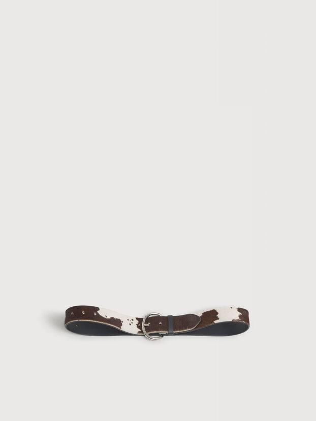 White and brown cow ponyhair belt - Belts