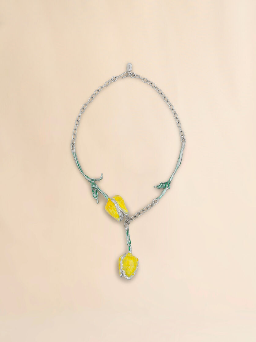 Yellow enamelled Tulip necklace - Necklaces - Image 1