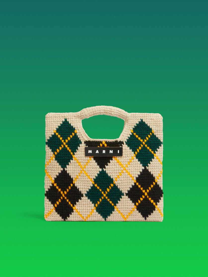 White Rhombus Tech Wool Marni Market Horse Handbag - Shopping Bags - Image 1