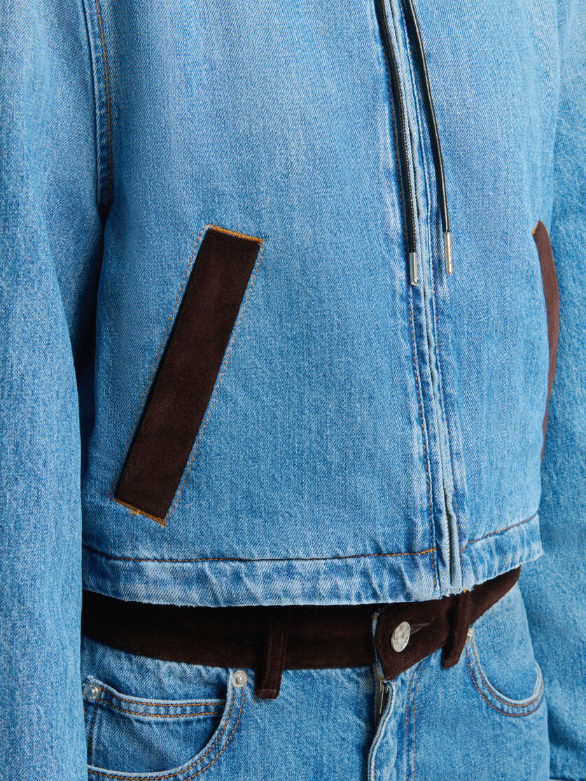 Blue denim jacket with velvet hood - Jackets - Image 5