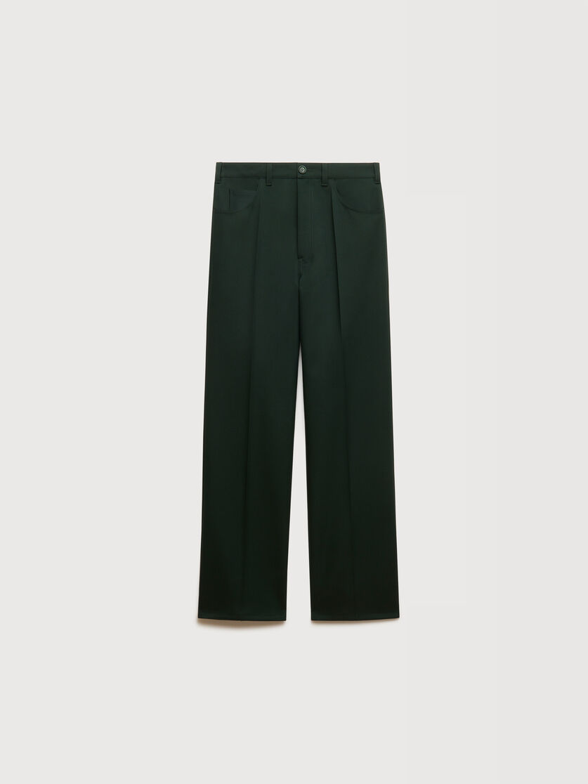 Deep green techno fabric trousers, Image 1