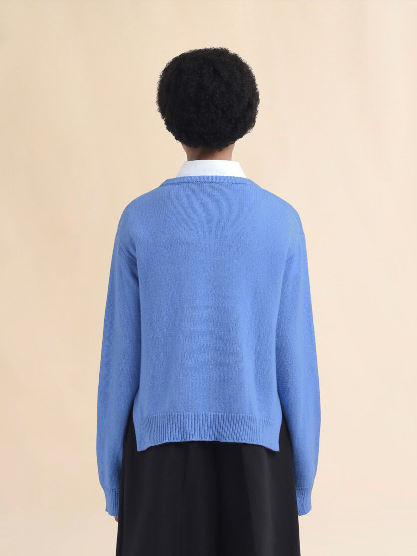 Indigo boxy cashmere jumper with Marni Symbol - Pullovers - Image 3