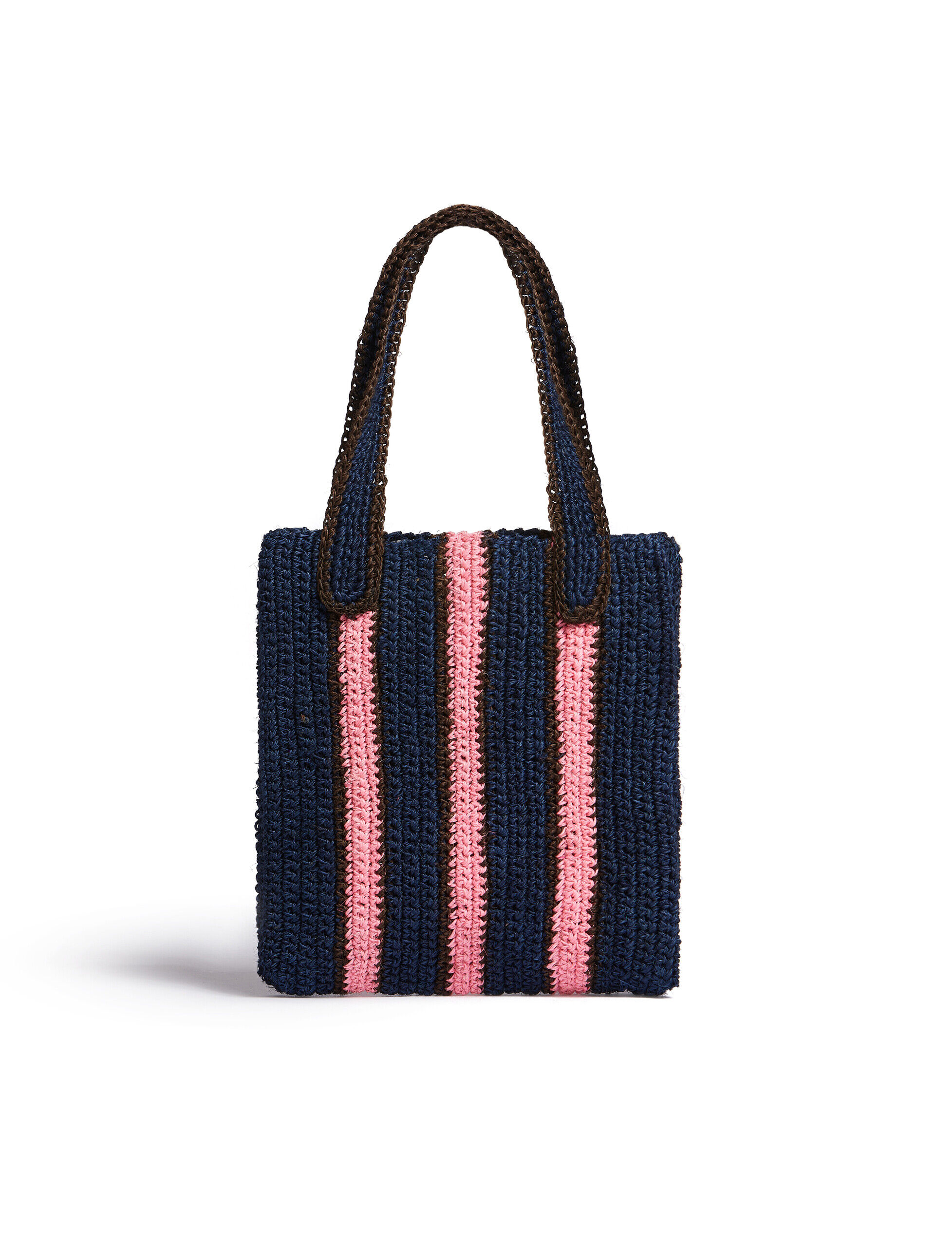 Blue and pink striped MARNI MARKET FIQUE crochet bag | Marni