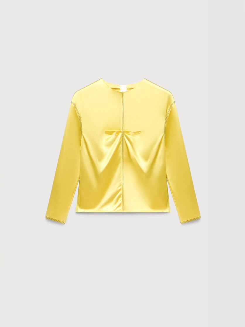 Yellow satin top with contrast stitching, Image 1