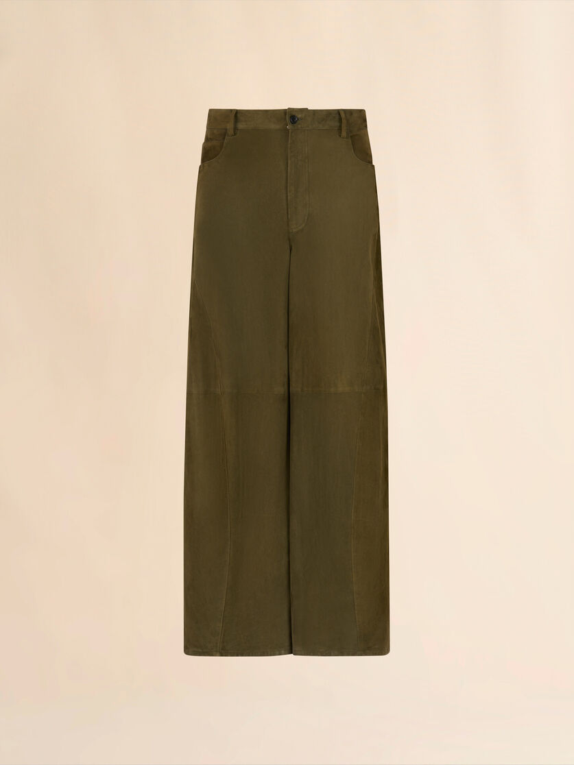 Pantalon en daim vert foncé - Pantalons - Image 1