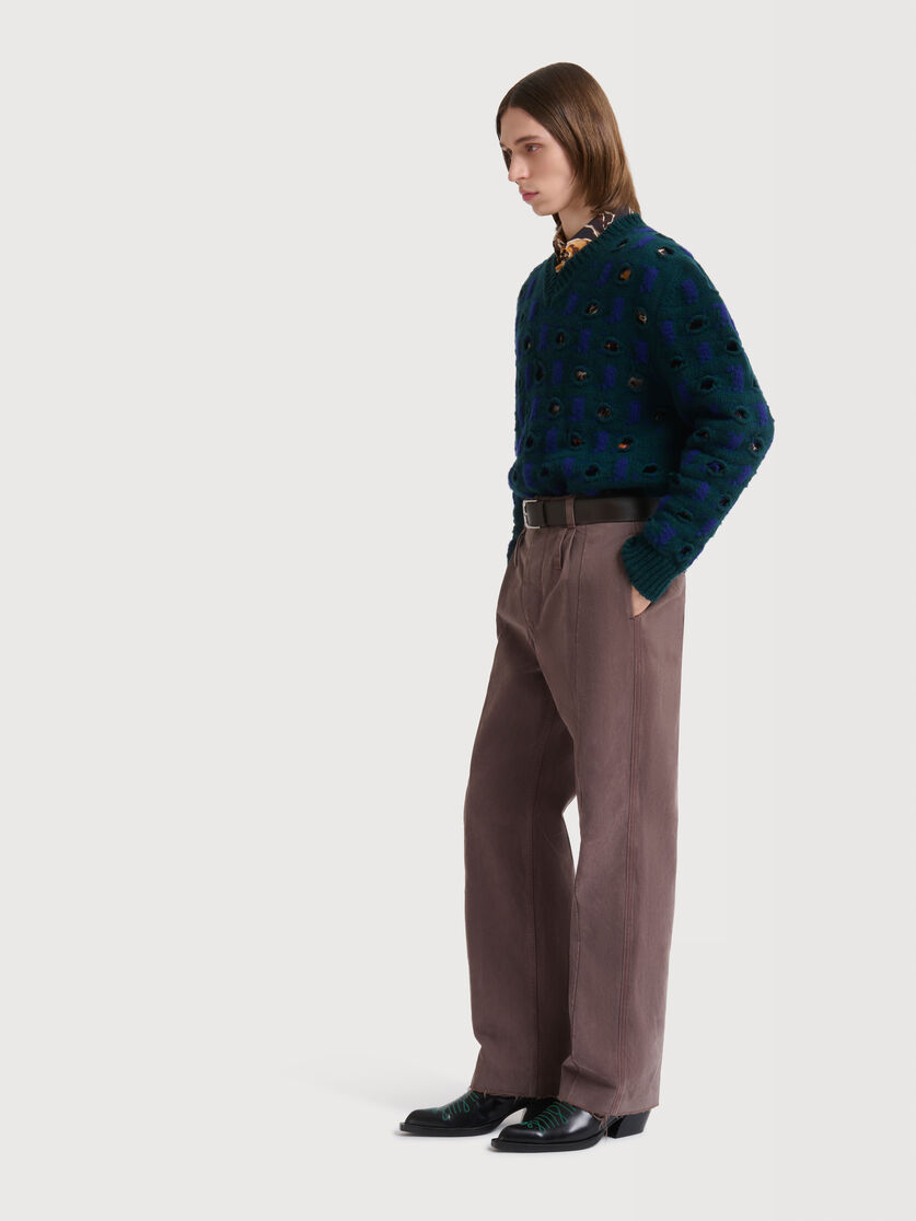 Purple drill pants with double belt loops, Image 3