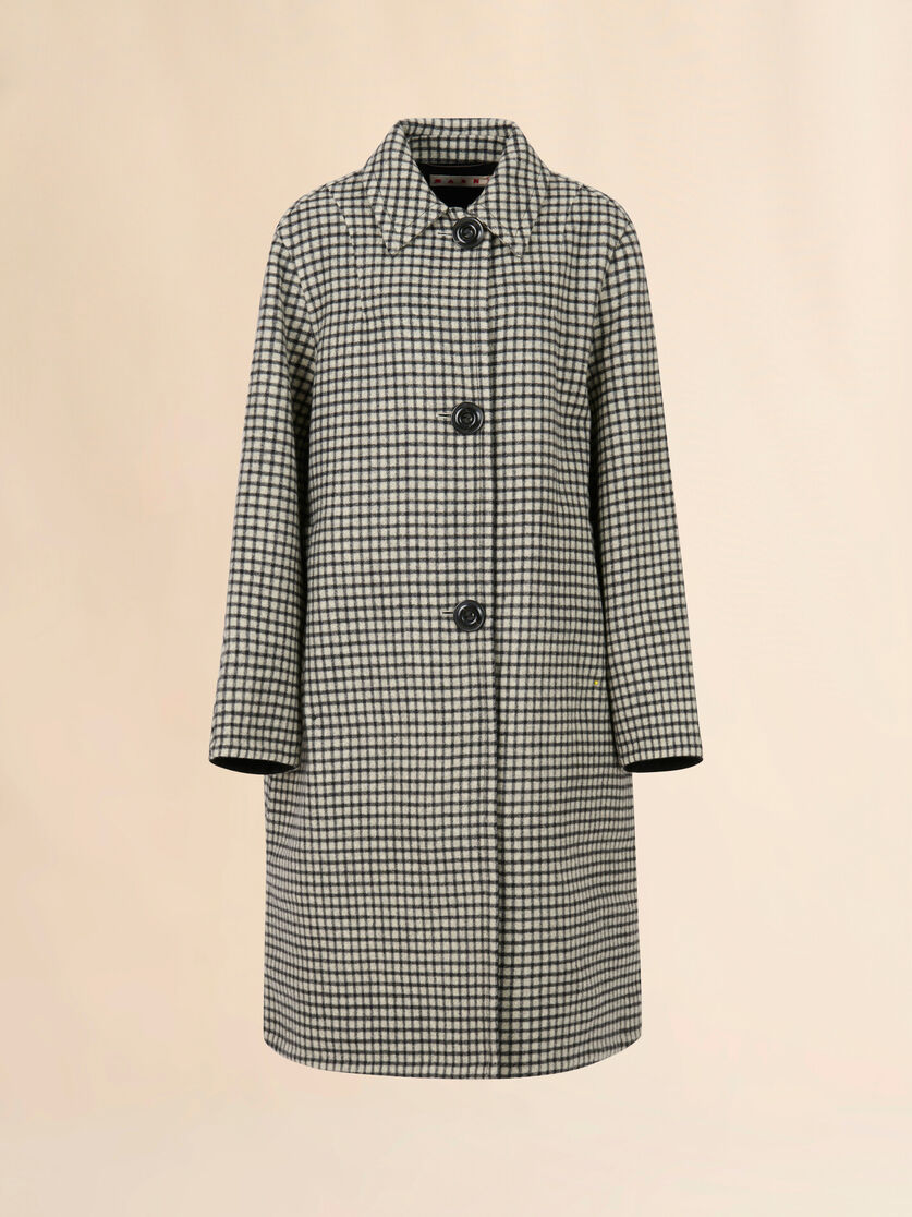 Beige felt coat with checked pattern, Image 1