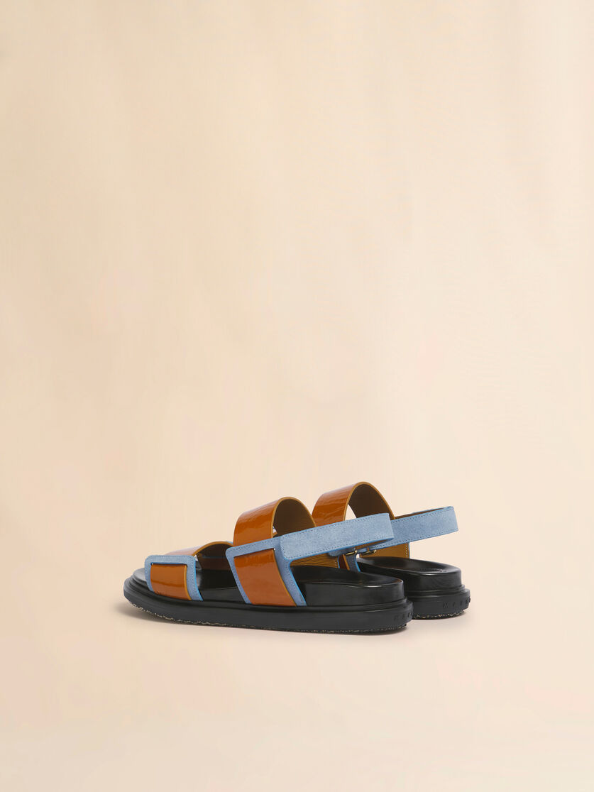 Light brown and blue leather Fussbett double-strap sandal, Image 3