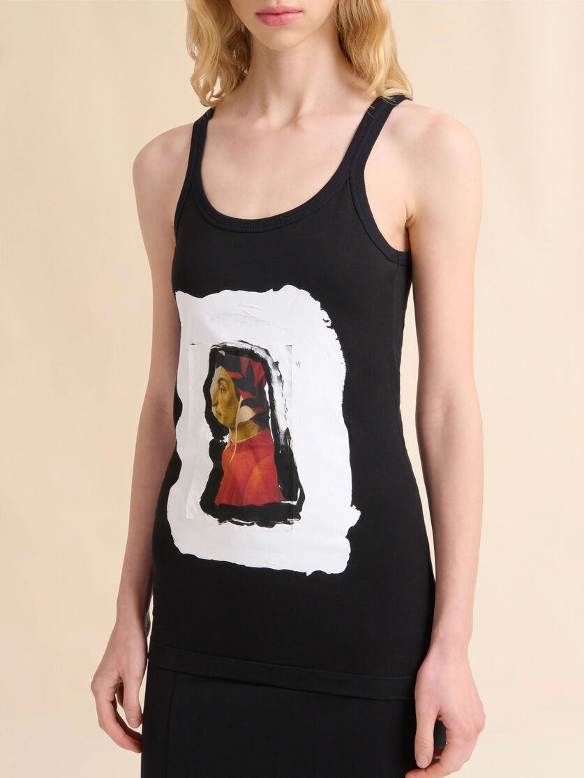 ブラック コットン製タンクトップ、Dante プリント - Tシャツ - Image 4