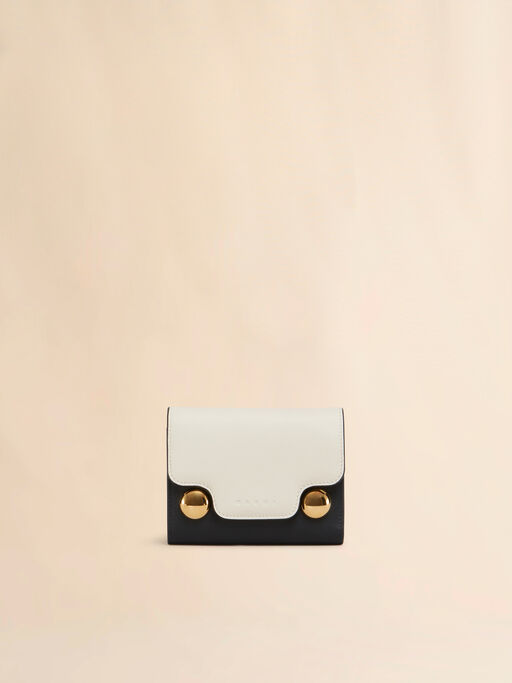 クリーム ブラック ブラウン レザー製 Trunkaroo 三つ折りウォレット - 財布