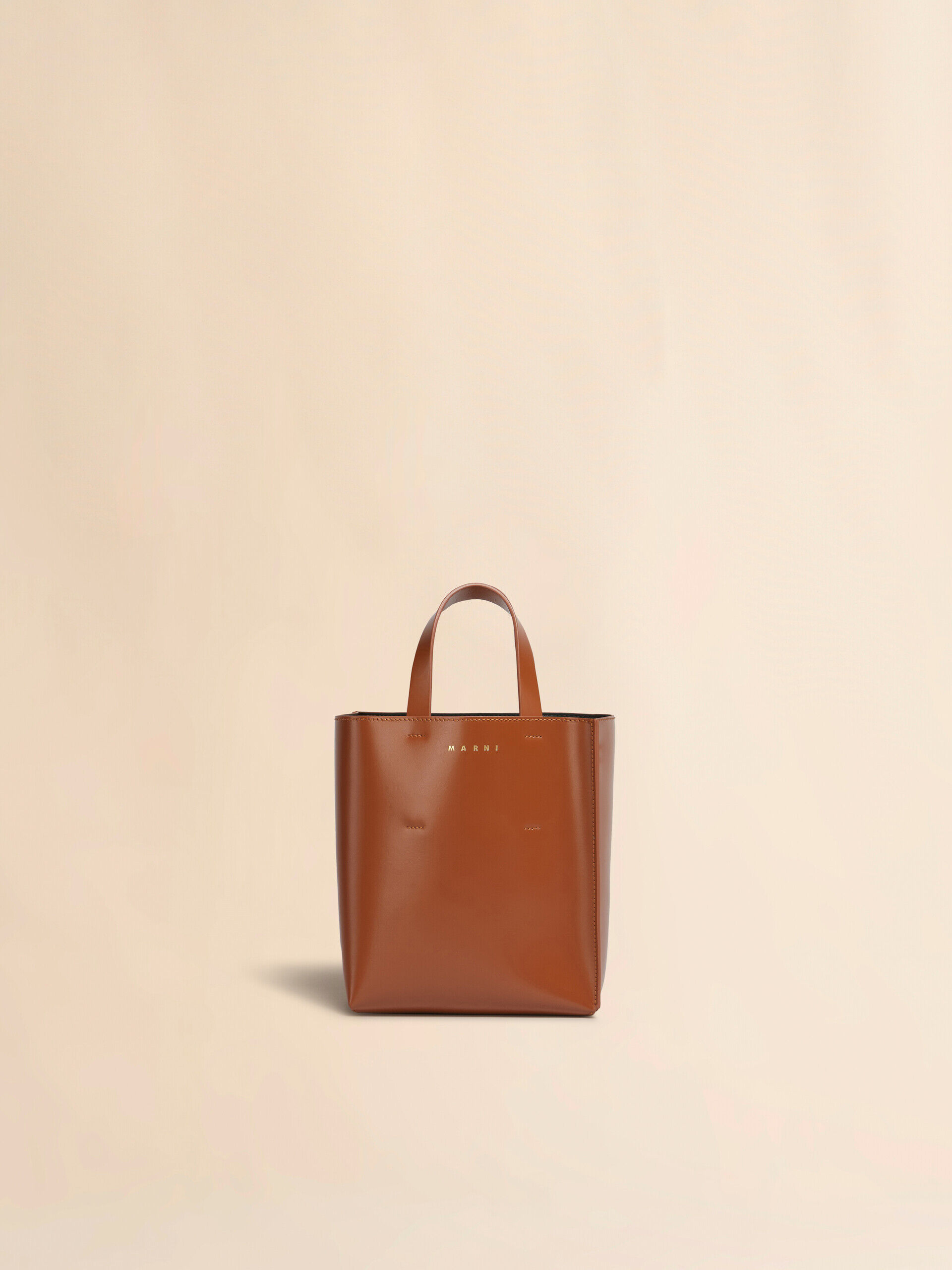 ショルダーバッグ・ポシェット MARNI CARAMEL LEATHER SMALL MUSEO SHOULDER BAG Blue denim Museo baguette bag | Marni