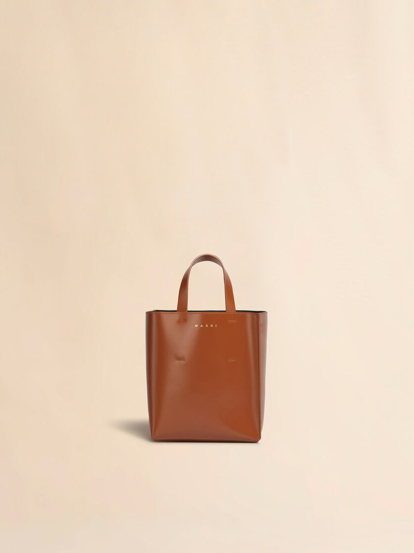 Museo Mini Bag in light blue leather - Shopping Bags - Image 1