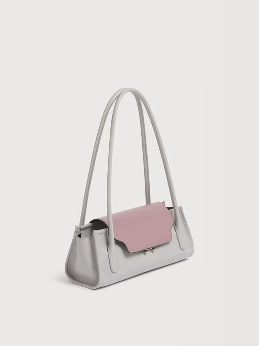 Sac Trunkette en cuir gris et violet - Sacs port&eacute;s &eacute;paule