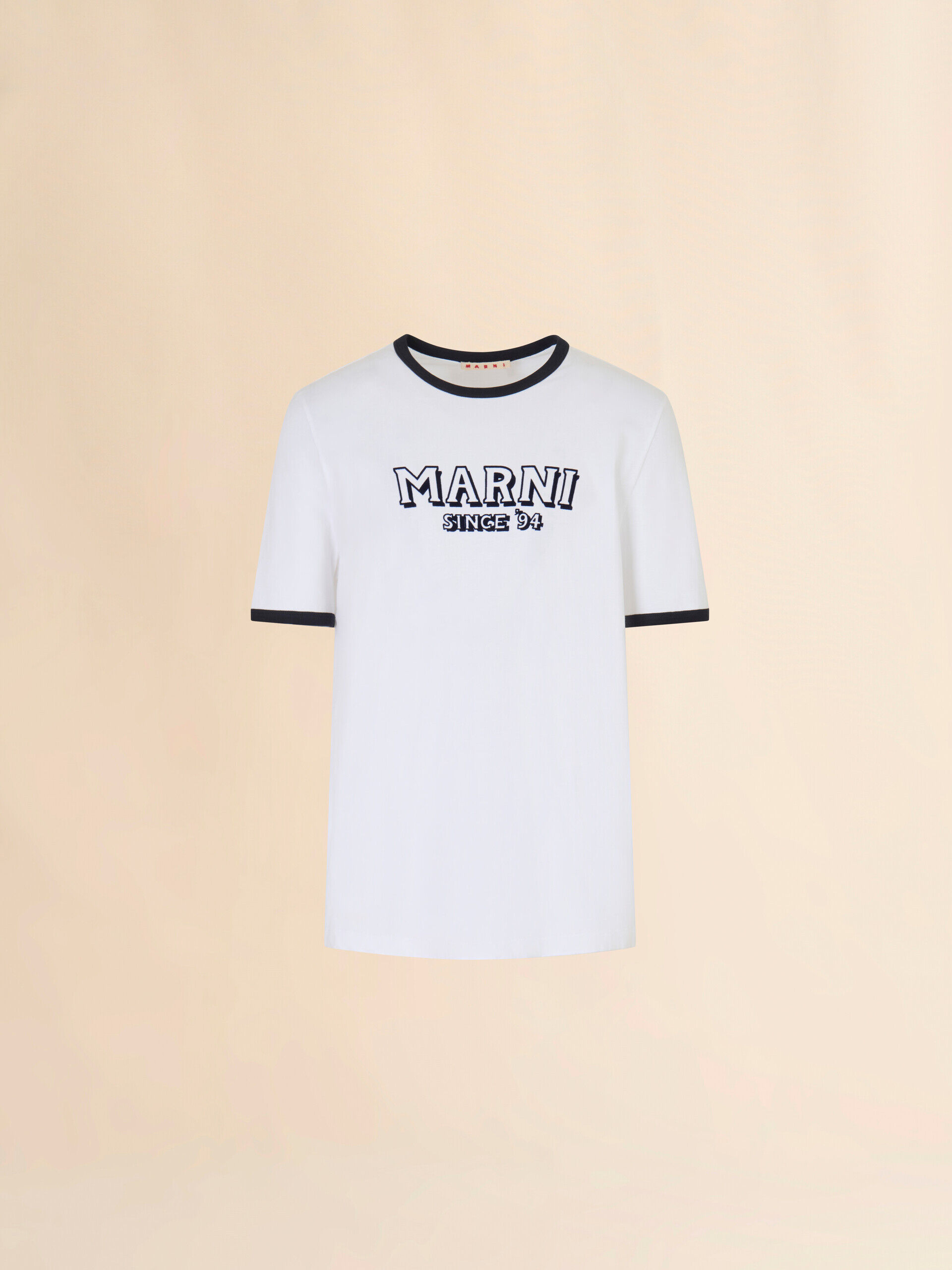 White cotton T-shirt with contrast trims | Marni