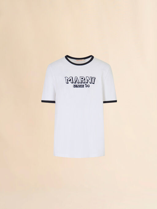 White cotton T-shirt with contrast trims - Shirts