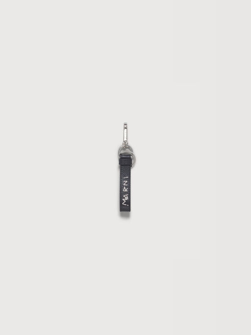 Black leather keyring with Marni Mending embroidery - Key Rings
