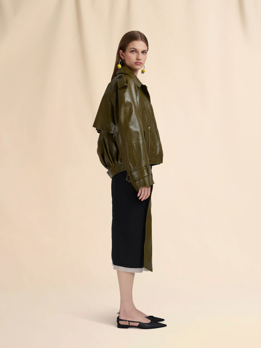 Black wool midi skirt with visible lining - Skirts - Image 5
