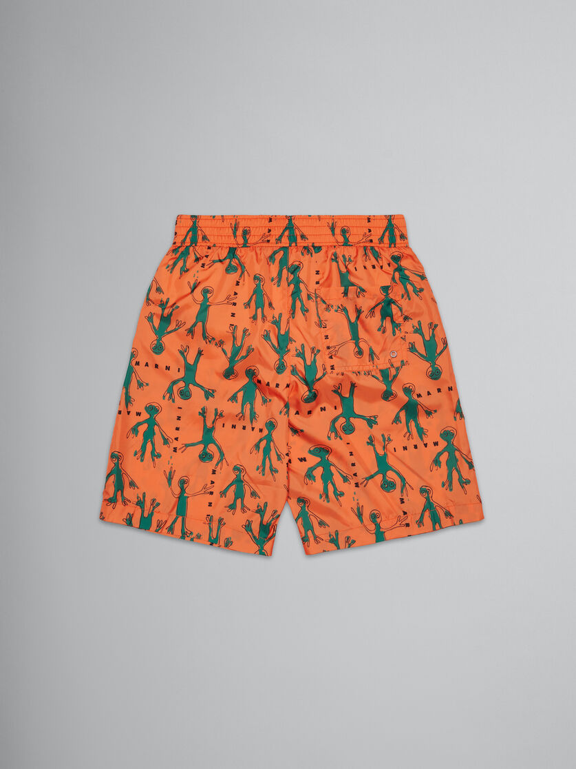 Orange boxer swimsuit with allover Frog print - kids - Image 2