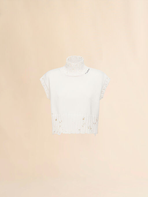White cotton cropped vest - Pullovers