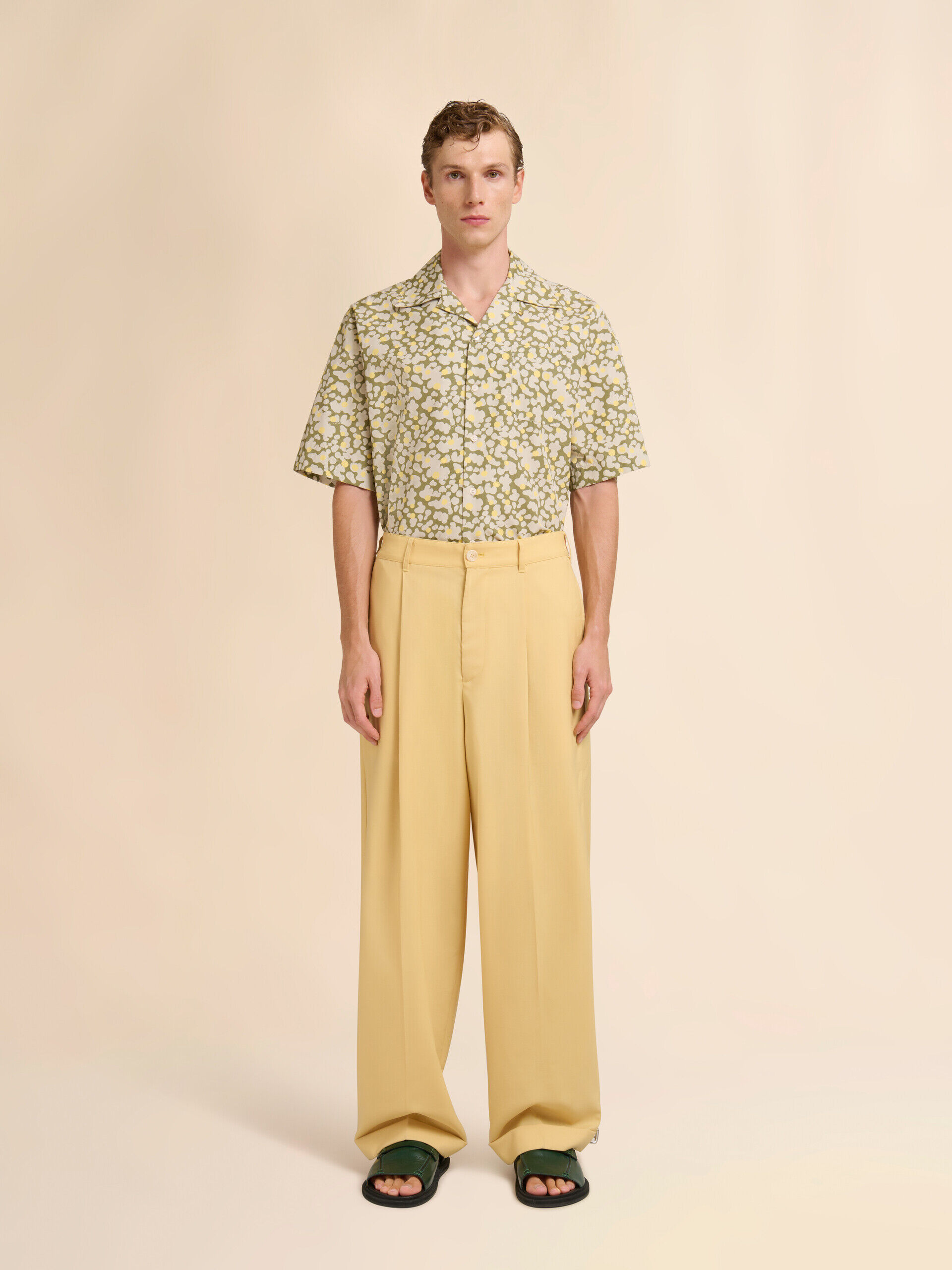 Yellow tropical wool pleated trousers | Marni Yellow tropical wool pleated trousers | Marni