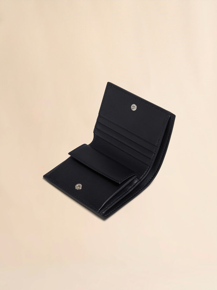 Black leather bifold wallet with Marni mending | Marni